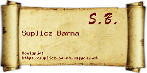 Suplicz Barna névjegykártya